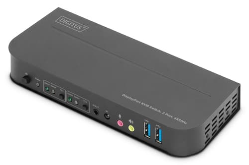 DIGITUS 2-Port-KVM-Switch 4K60Hz 2x DP In 1x DP/HDMI Ausgang