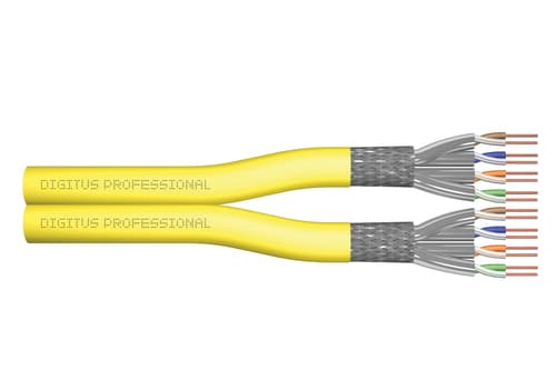 Cable de instalación CAT 7A S-FTP Digitus 1500 MHz Dca (EN 50575) AWG 22/1 500 m Bobina Amarillo