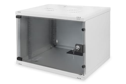7U Wall Mount Cabinet - SOHO - Unmounted 370x540x400 mm - Full Glass Front Door - Grey