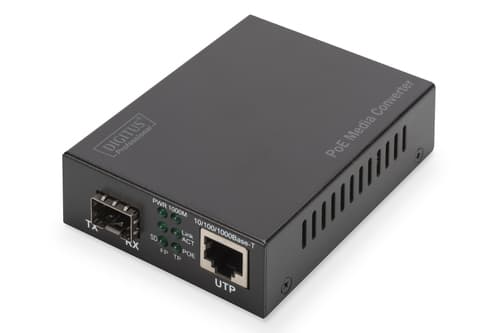Konwerter multimediów Gigabit Ethernet PoE+ - SFP SFP Open Slot - 802.3at - 30 W - bez modułu SFP