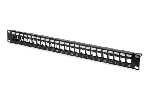Panneau de brassage modulaire 1U - Écrin - 24 ports - Neutre - Montage sur rack - Noir