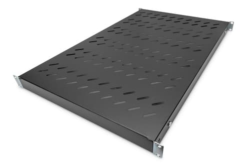 Piano fisso 1U per armadi da 1000 mm di profondità, 44x482x700 mm - Profondità regolabile da 700 a 1180 mm - Nero