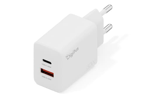 USB GaN Ladegerät 30 W - 1x USB-C - 1x USB-A - Weiß