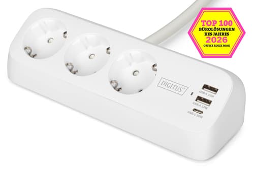 Presa da ufficio a 3 prese con 2x USB-A + 1x USB-C