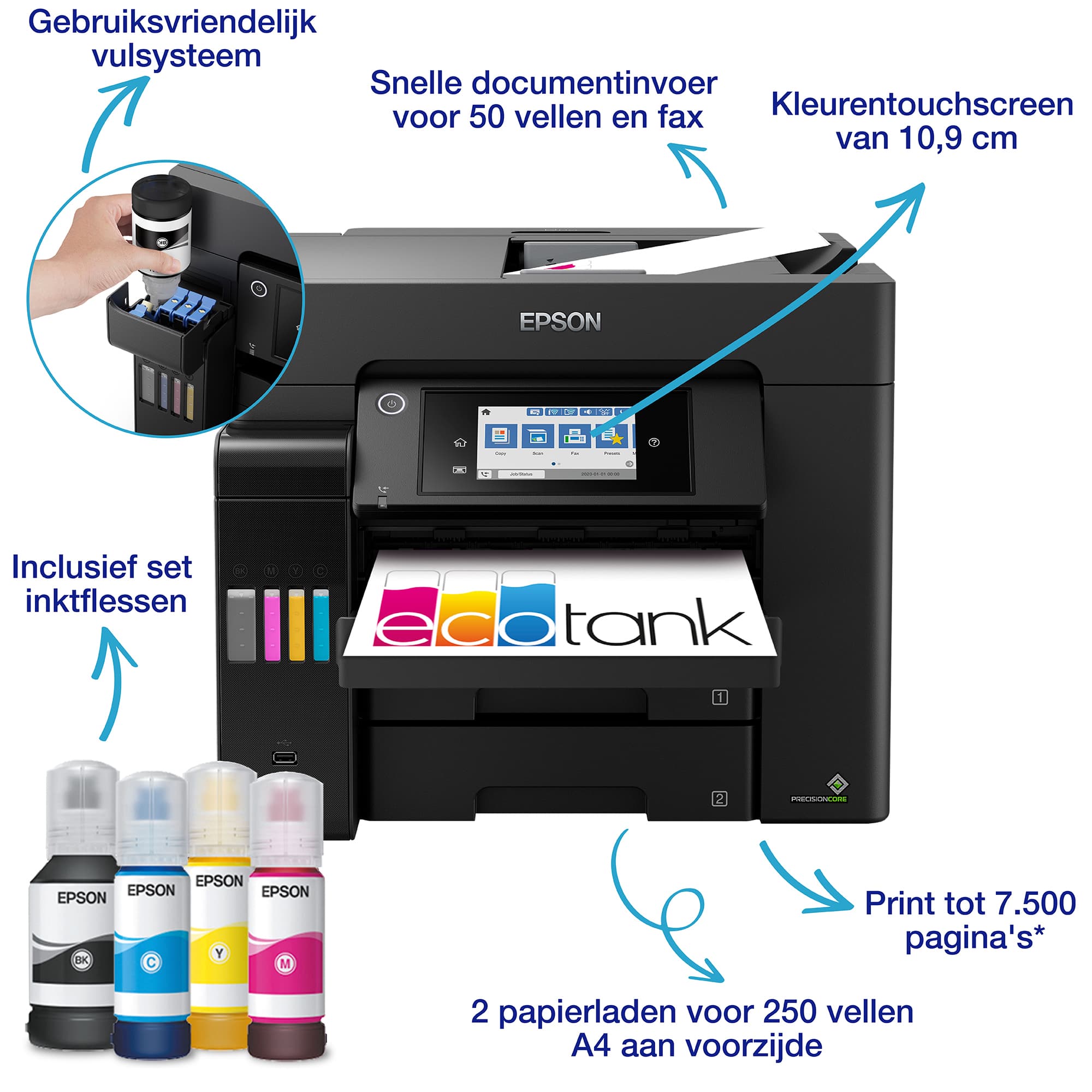 Epson EcoTank ET-5855 Imprimante jet d'encre A4 4800 x 2400 DPI 25 ppm Wi-Fi — photo 2 sur 10