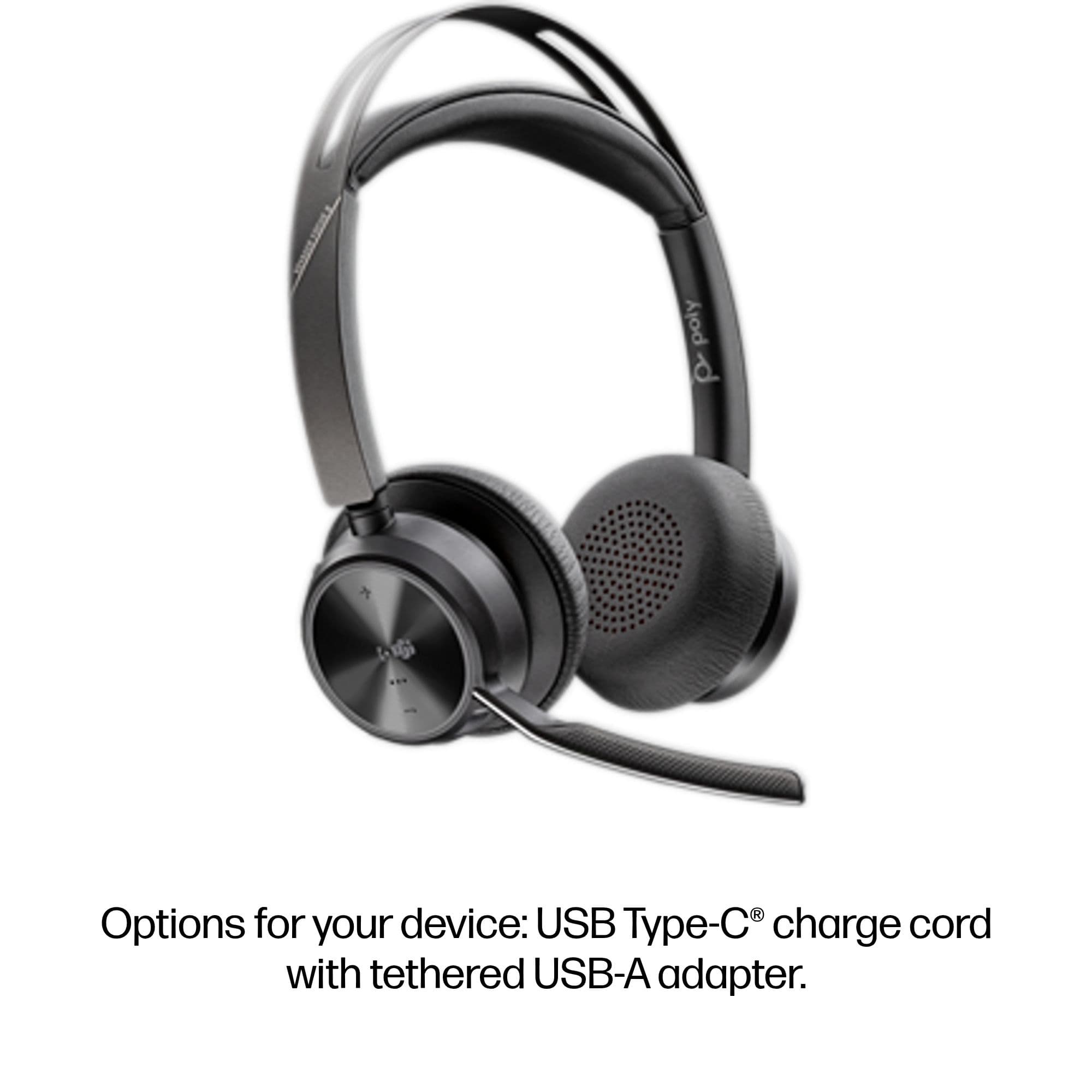 Poly Voyager Focus 2 Microsoft Teams Certified USB-C-C Headset + USB-C/A Adapter + Charging Stand — foto 7 van 15