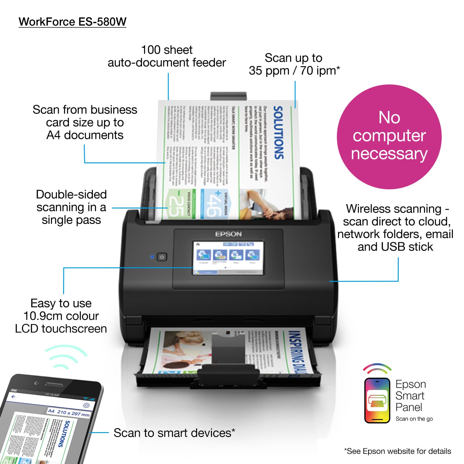 Epson WorkForce ES-580W Scanner à feuilles — photo 23 sur 23