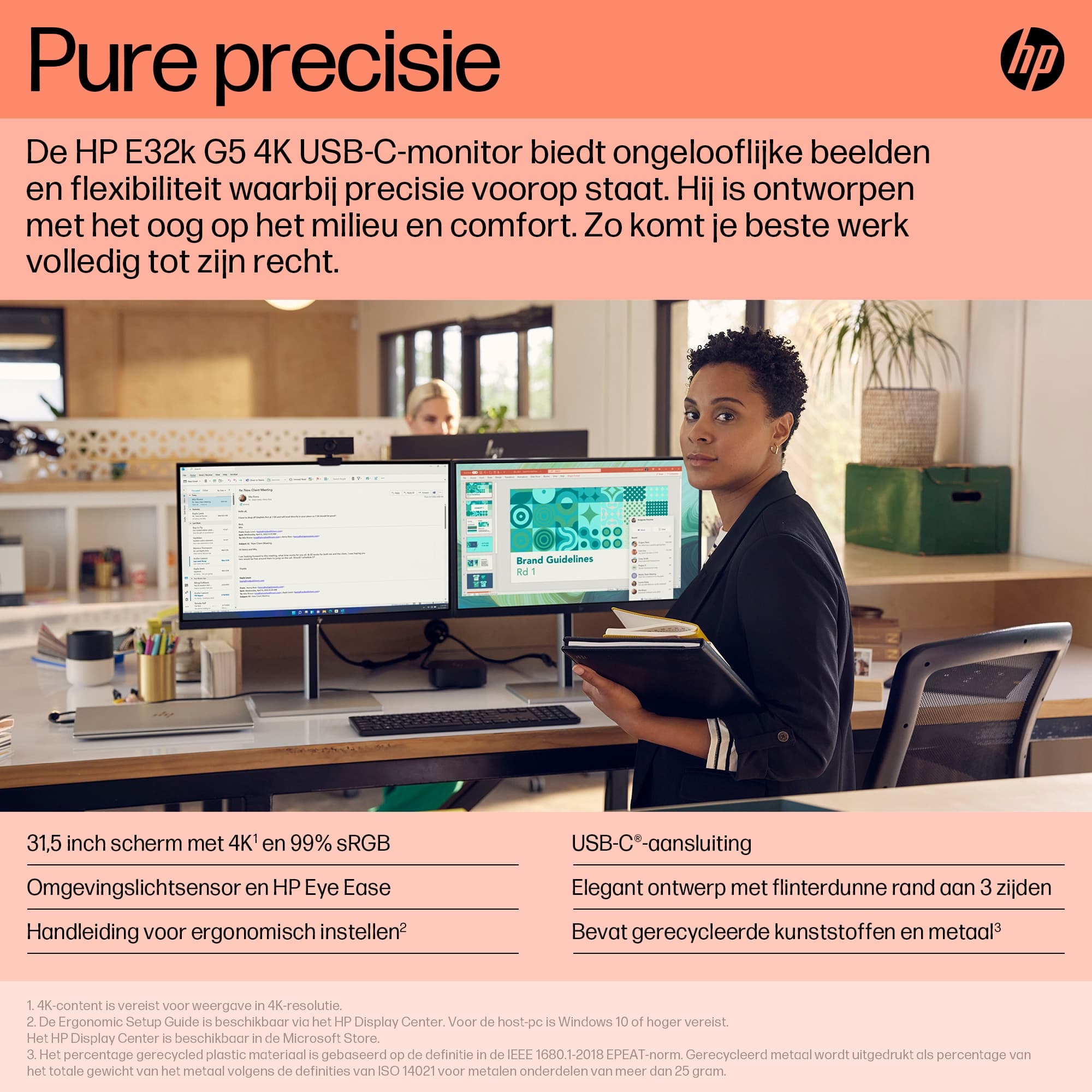 E32k G5 4K USB-C - 32 inch - 4K Ultra HD IPS LED Monitor - 3840x2160 - Pivot / HAS / RJ45 / USB-C — foto 10 van 11