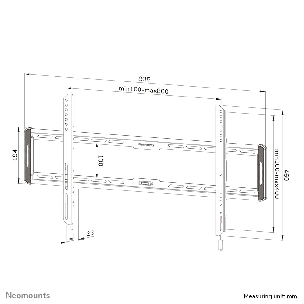 LEVEL-550 Support mural ultra-plat TV - 43-86 pouces - Max 60 kg - VESA 100x100-800x400 - Profondeur 2,3 cm - Installation facile - Noir — photo 16 sur 16