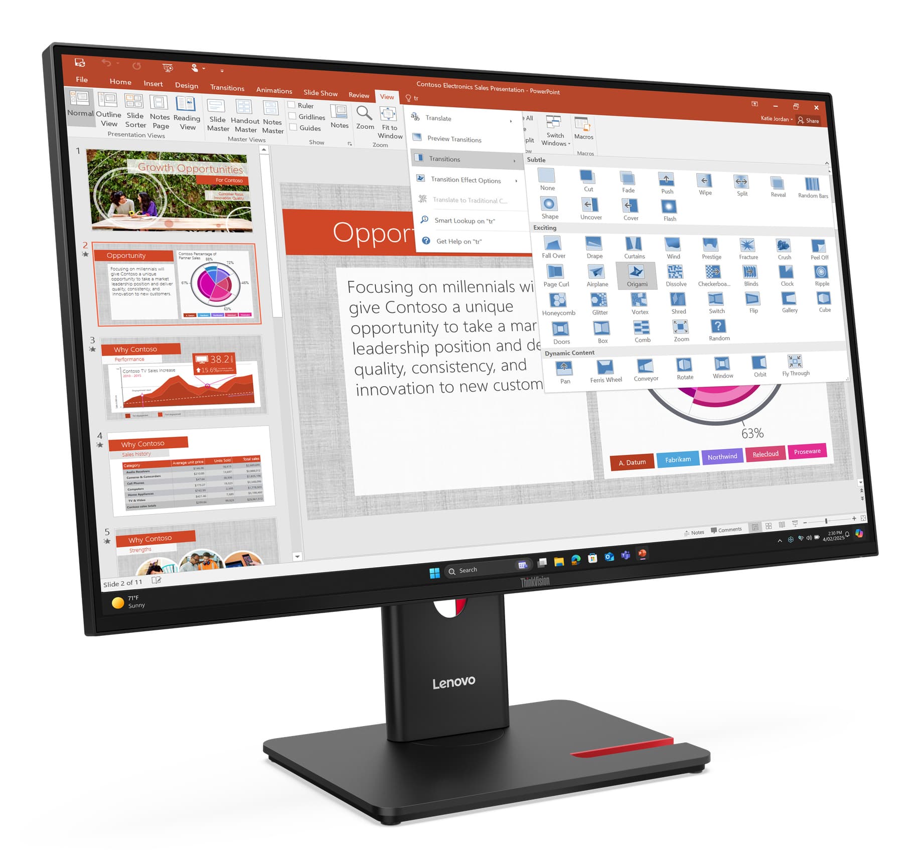 ThinkVision T27-40 - Écran LED IPS Full HD 27" - 1920x1080 - 120Hz - Pivot / HAS / USB-C — photo 5 sur 13
