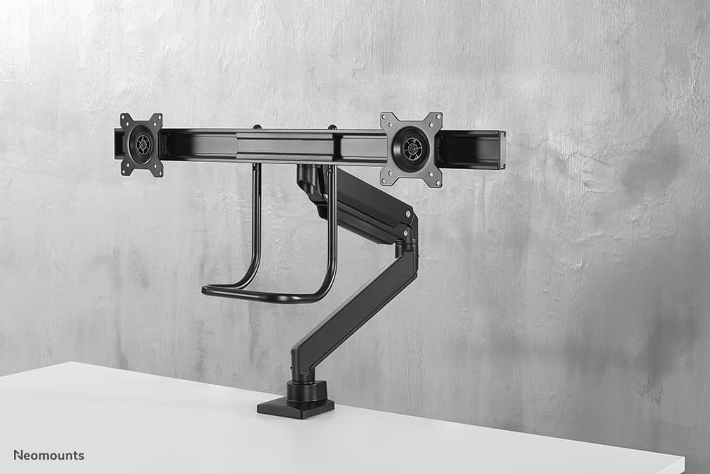 Dual Crossbar Monitor Arm - 10-32inch - 1-8 kg/screen - Gas Spring - 180 Degrees - Stop Mechanism - Topfix - Black — photo 13 of 18