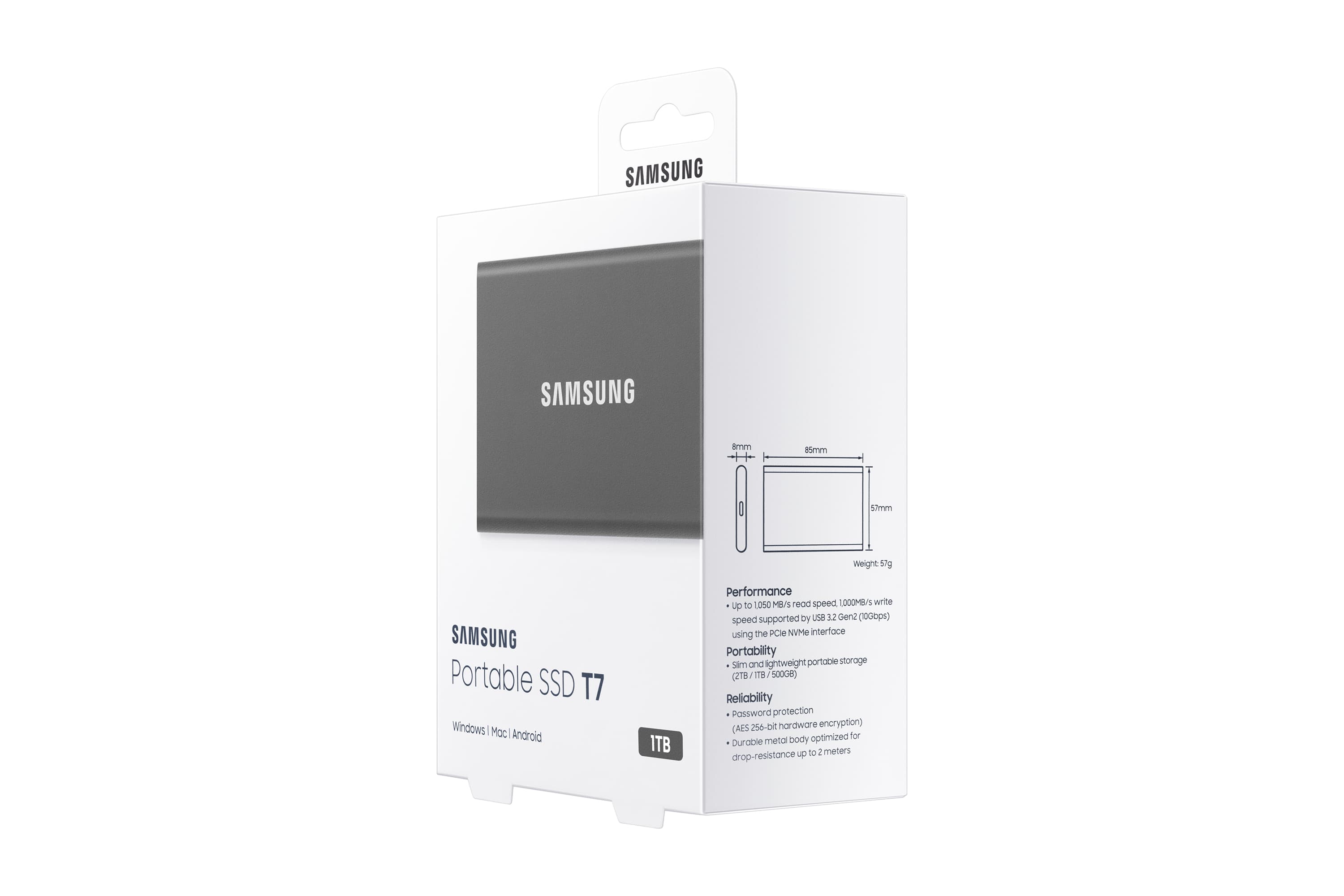 Samsung Portable SSD T7 USB 3.2 Gen 2 1TB - Gray — photo 11 of 12