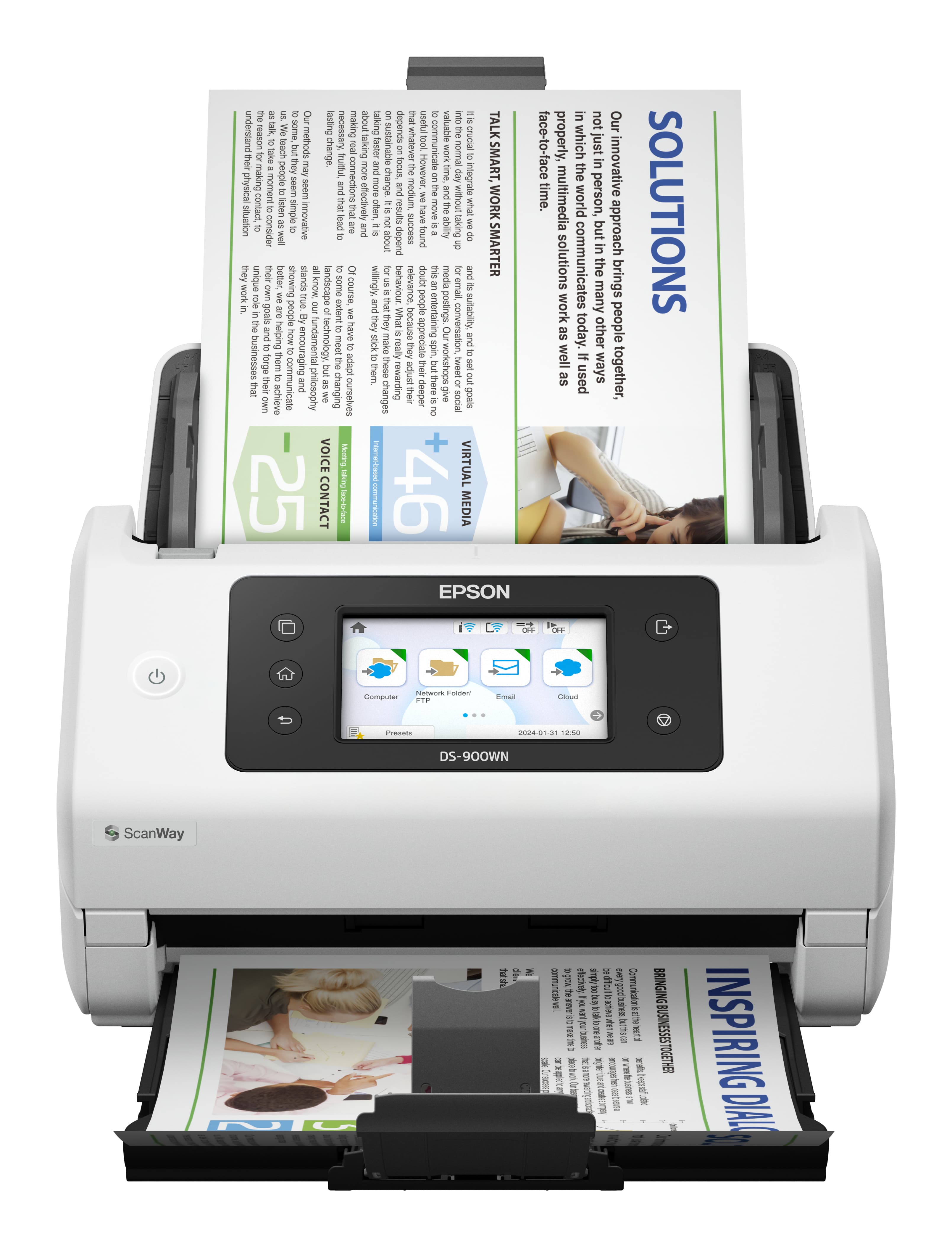 WorkForce DS-900WN - Sheet-fed Scanner - 600 x 600 DPI - A4 - White