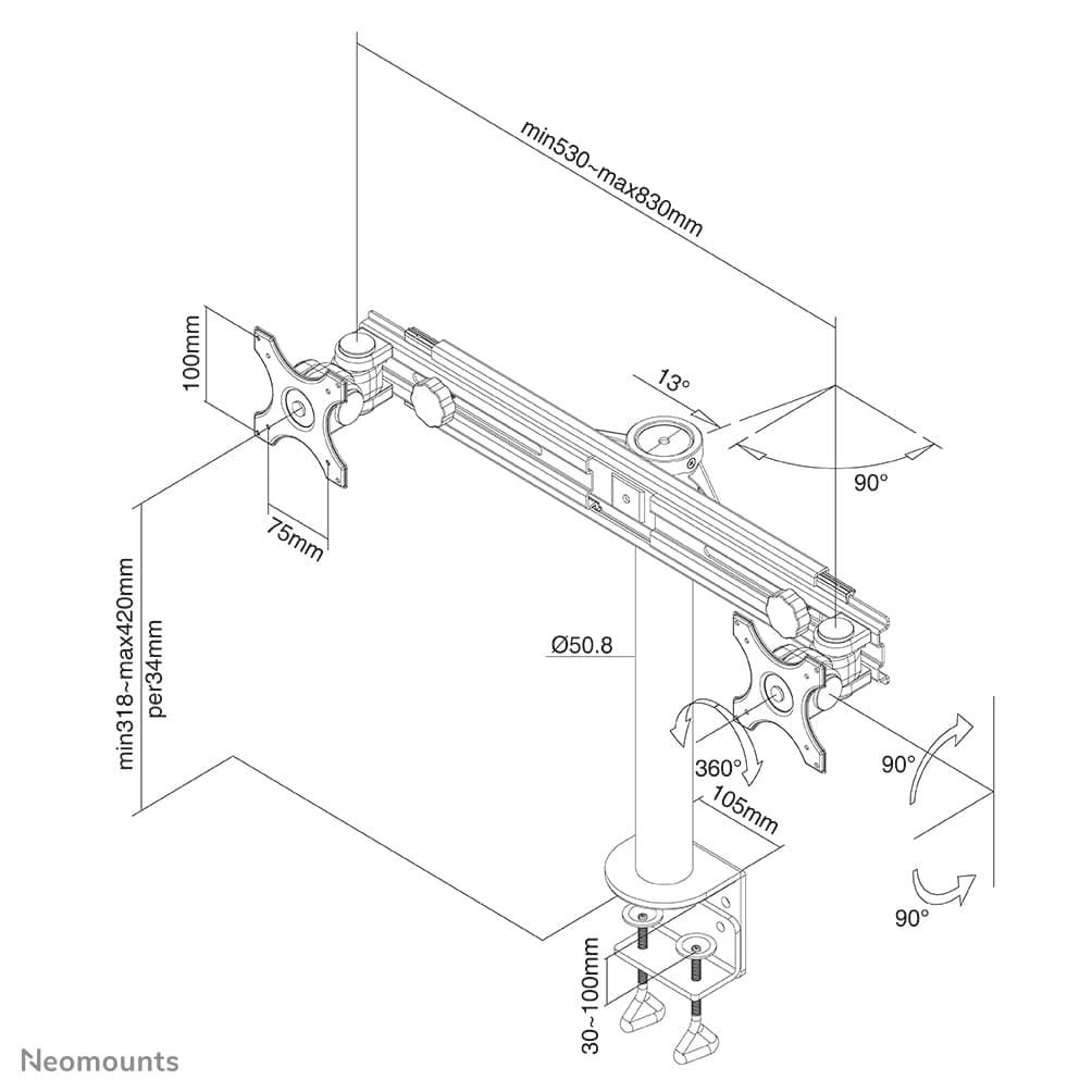 Neomounts FPMA-D700D Bras de Moniteur — photo 4 sur 4