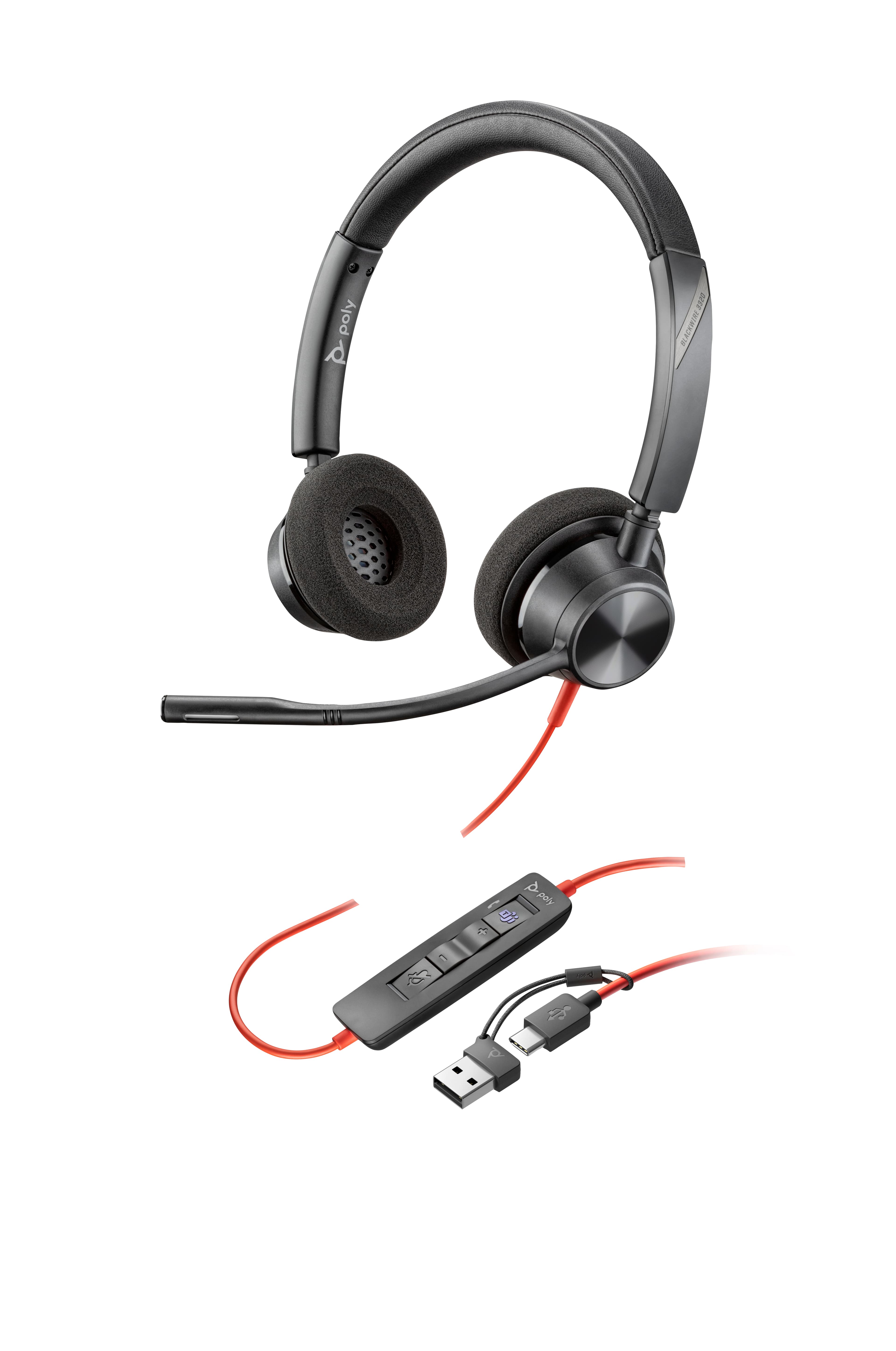 HP Poly Blackwire 3320 Stéréo Microsoft Teams certifié, casque audio USB-C + adaptateur USB-C/A — photo 6 sur 7