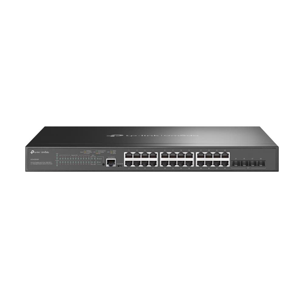 TP-LINK JetStream 24-Port Gigabit & 4-Port 10GE SFP+ L2+ Managed Switch with 24-Port PoE+