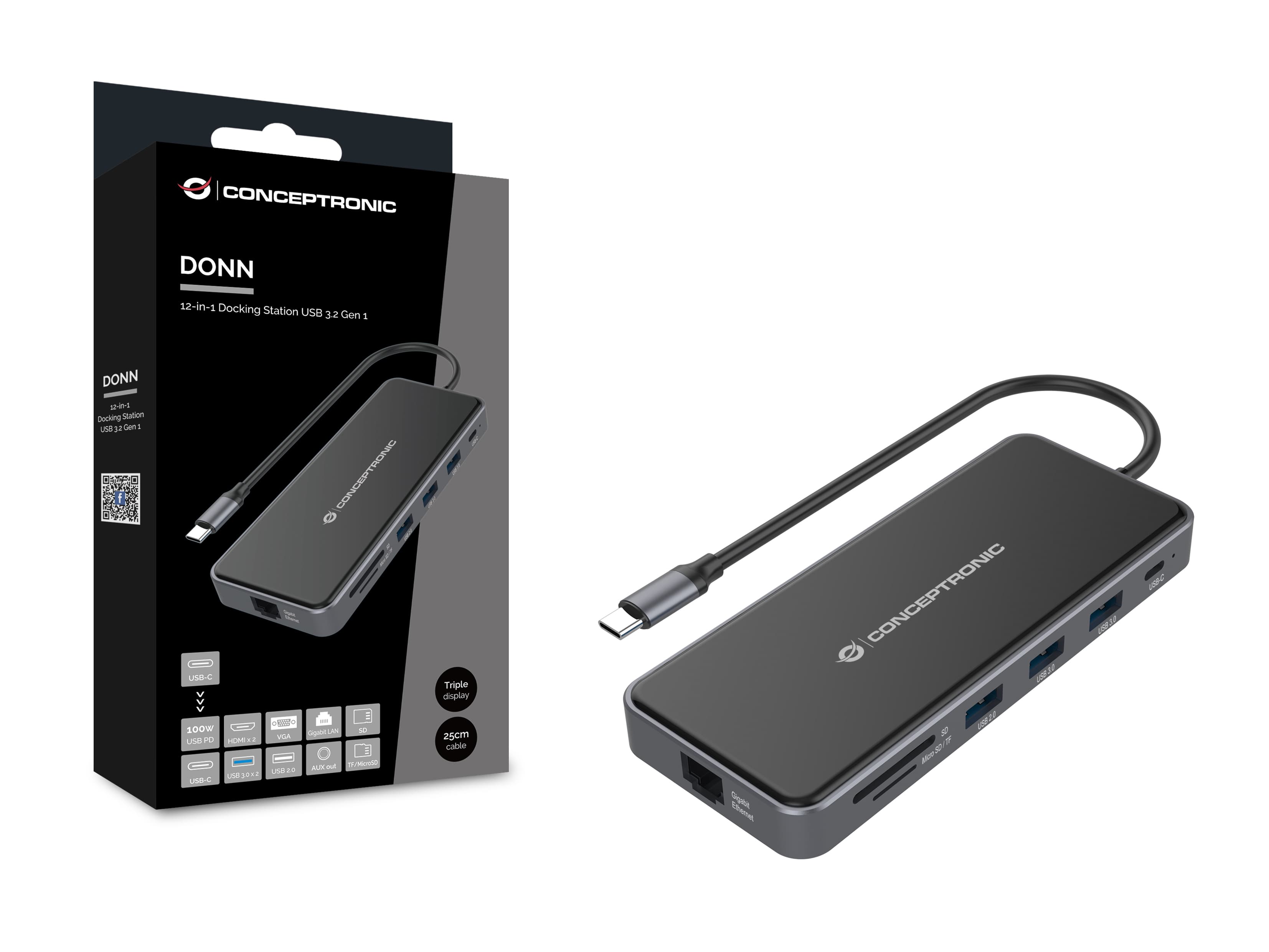 CONCEPTRONIC 12-en-1 Station d'accueil USB 3.2 Gen 1 — photo 2 sur 8