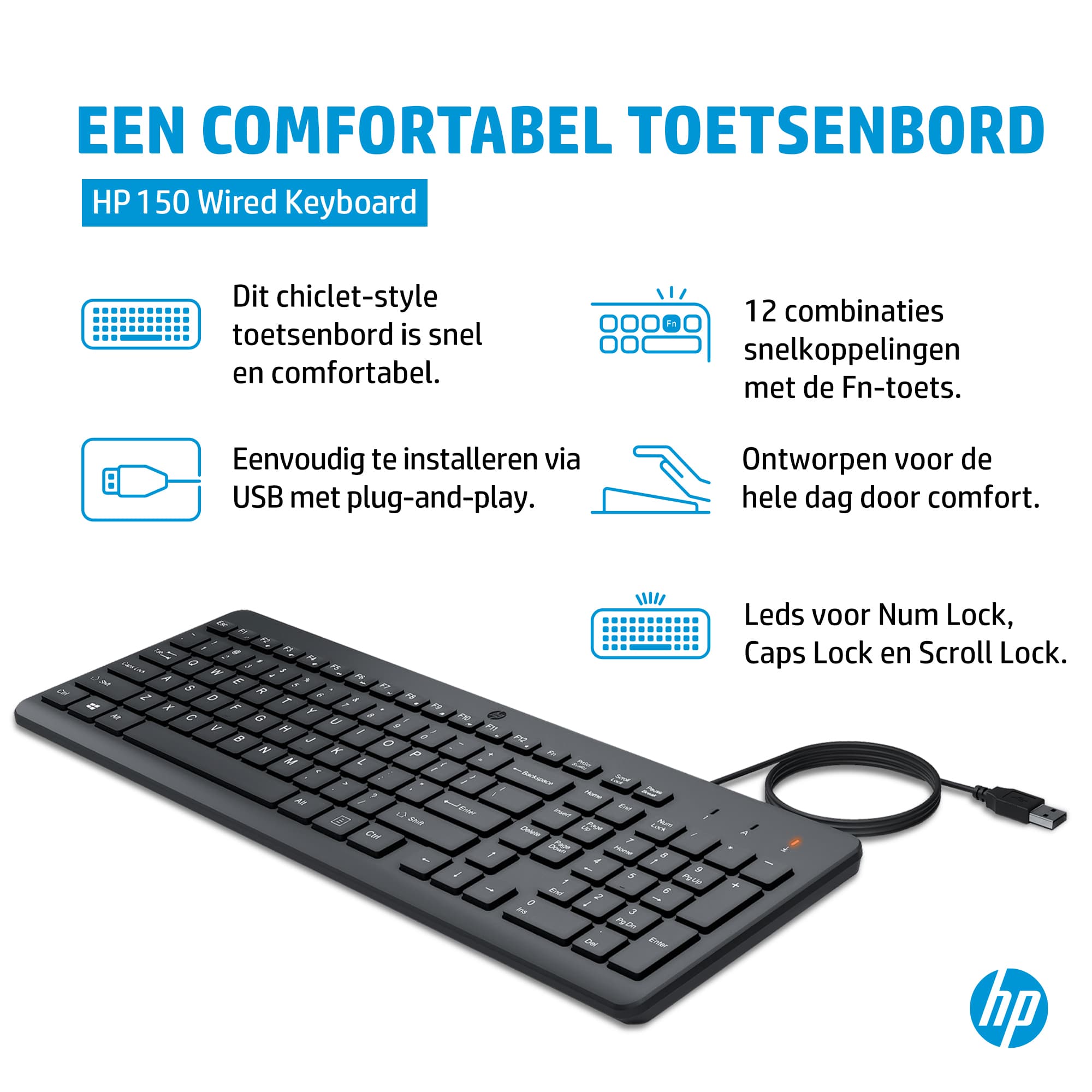 150 Wired Keyboard (664R5AA) - QWERTY — foto 3 van 6