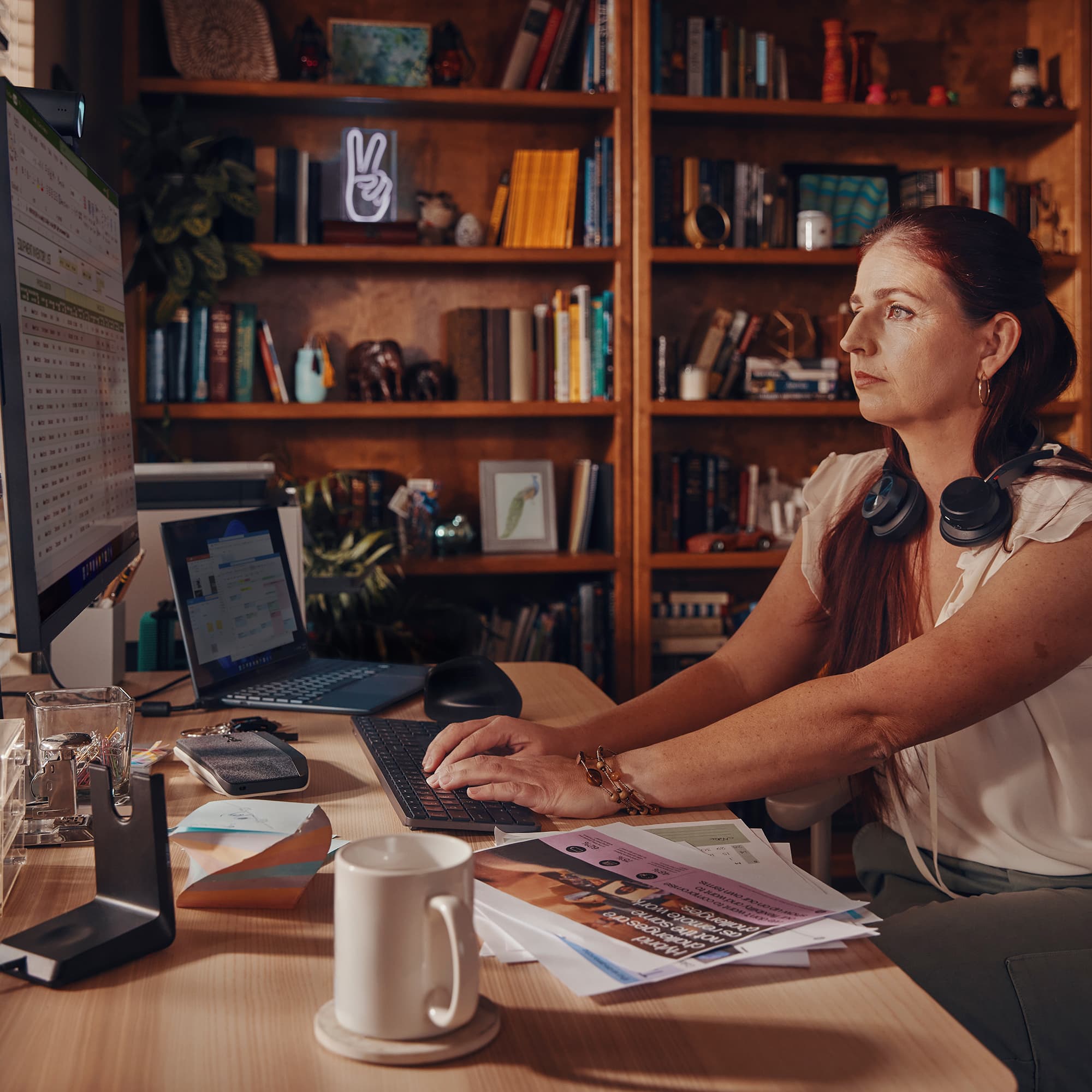 Poly Voyager Focus 2 Microsoft Teams Certified USB-C-C Headset + USB-C/A Adapter + Charging Stand — foto 9 van 15