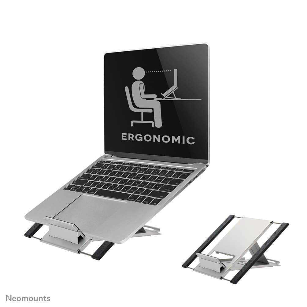 Support Ordinateur Portable - 10-22 pouces - Jusqu'à 5 kg - 6 Positions de Hauteur - Pliant - Compact - Universel - Argent