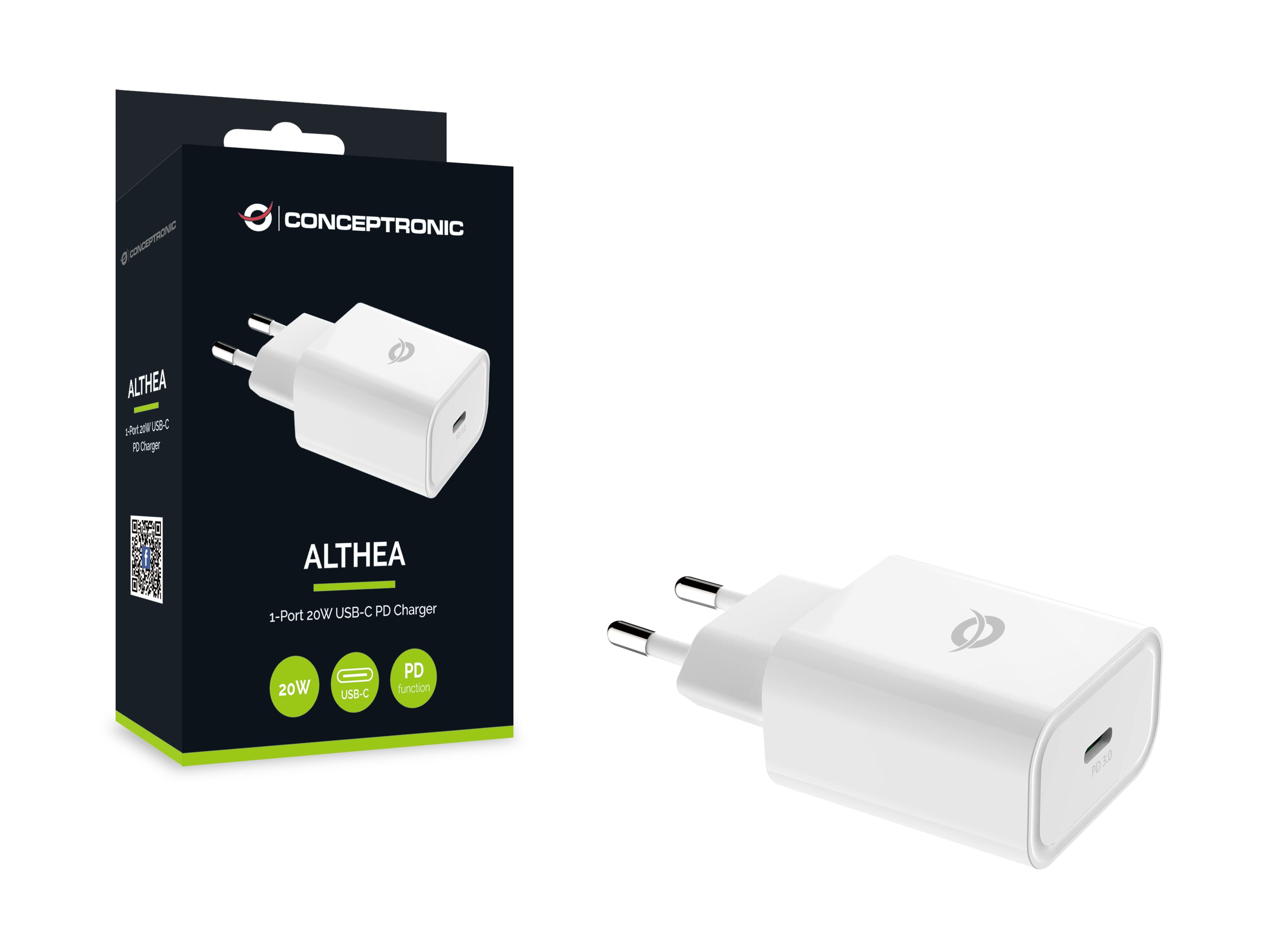 Conceptronic ALTHEA07W 1-Port 20W USB-C PD Charger — photo 3 of 3