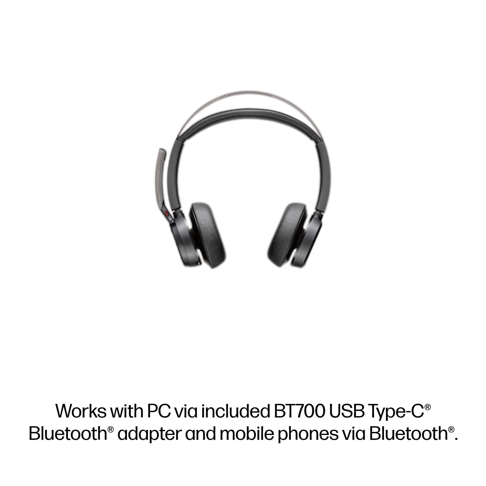 Poly Voyager Focus 2 Microsoft Teams Certified USB-C-C Headset + USB-C/A Adapter + Charging Stand — foto 6 van 15