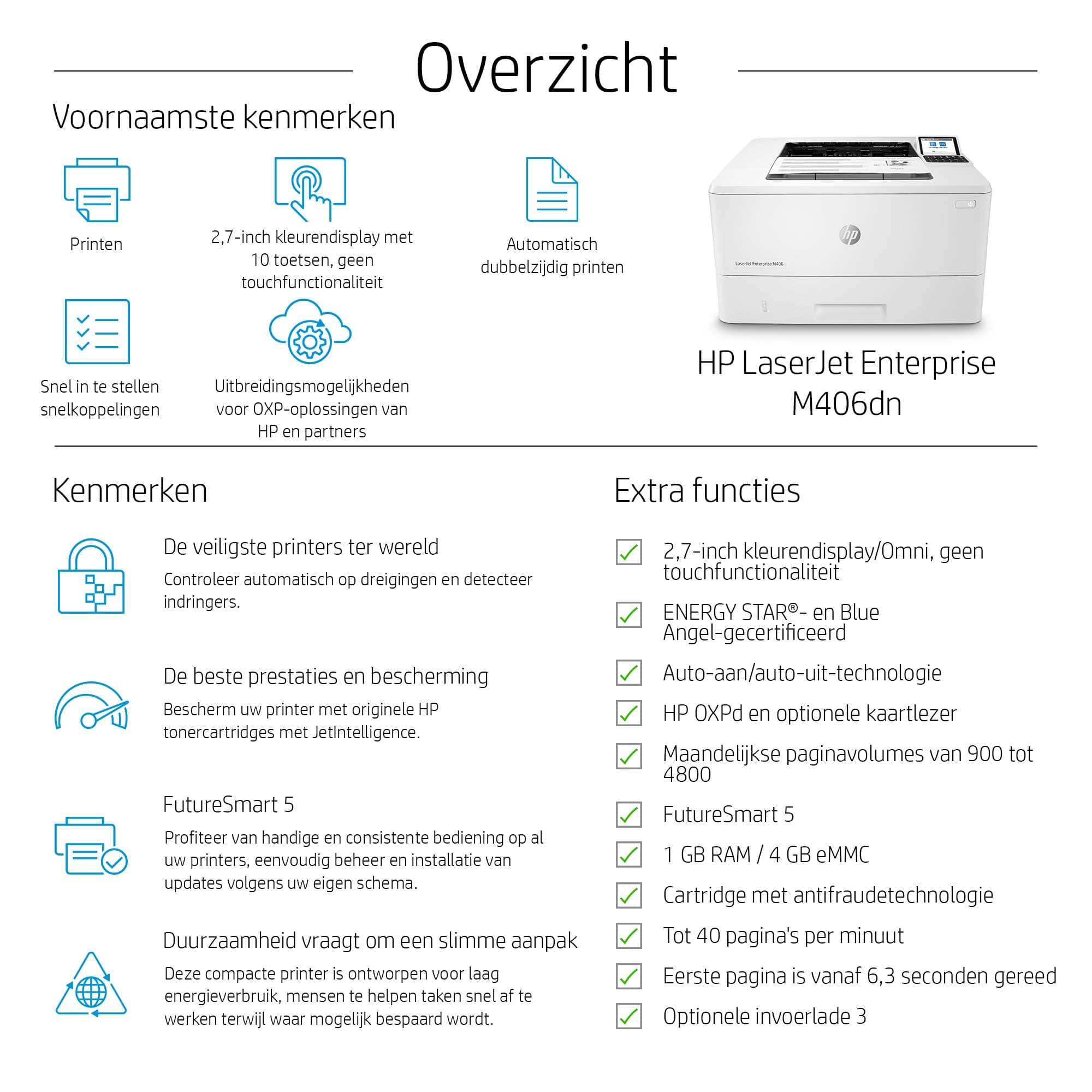 Imprimante HP LaserJet Enterprise M406dn — photo 3 sur 15