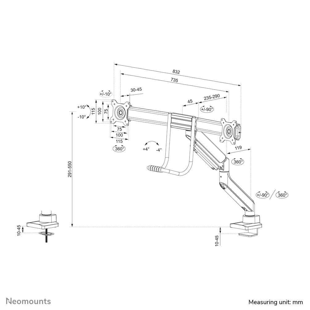 Support d'écran NEOMOUNTS NEXT Core Dual Crossbar — photo 20 sur 20