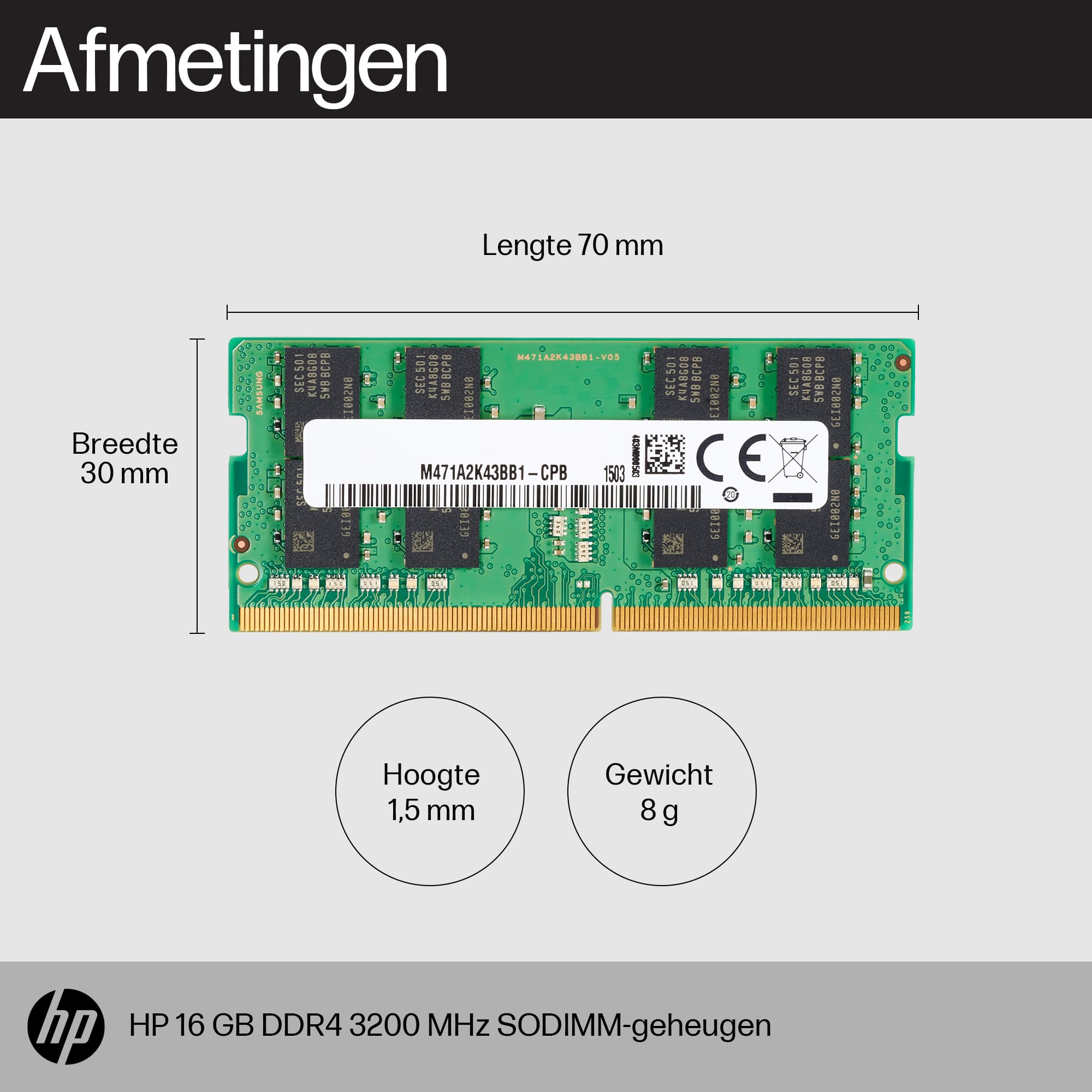 16GB DDR4 SODIMM - 3200MHz / PC4-25600 - 1.2V — foto 2 van 3