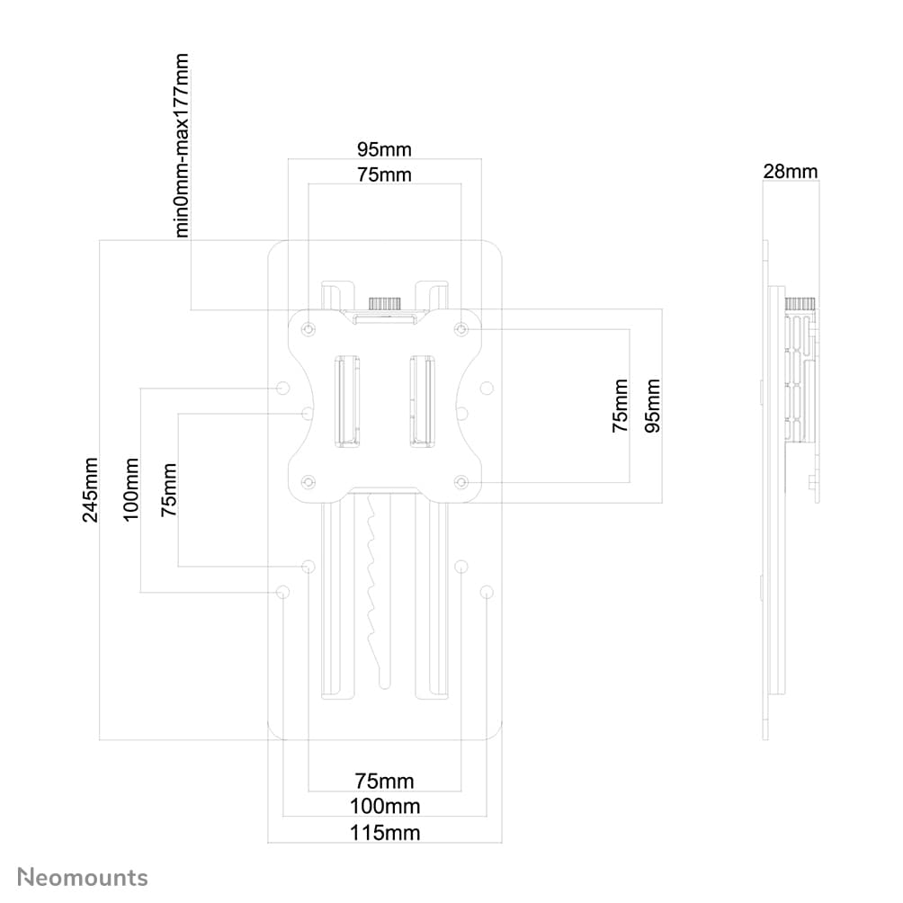 Adaptateur VESA réglable en hauteur - Jusqu'à 8 kg - VESA 75x75-100x100 - Universel - Noir — photo 4 sur 4