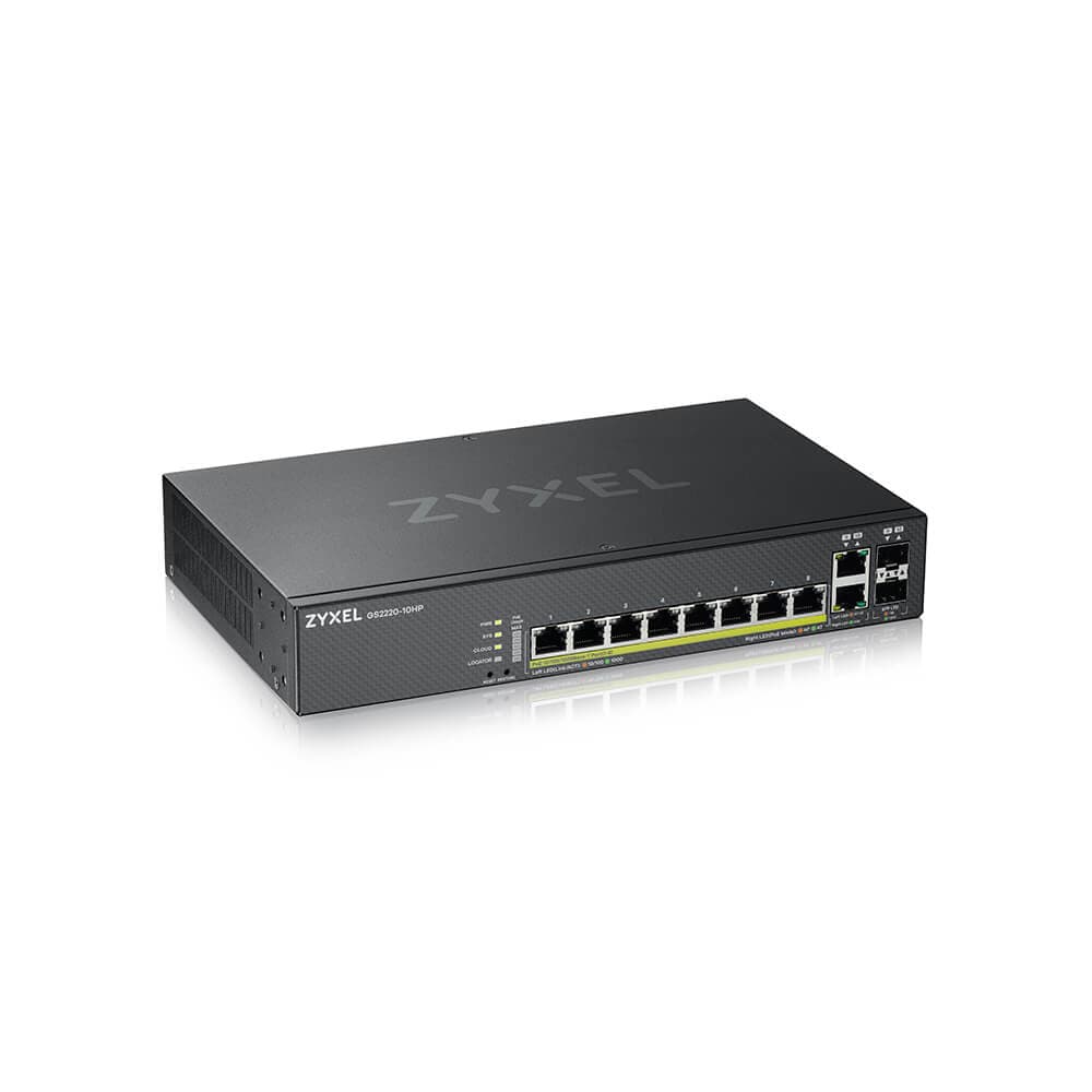 GS2220-10HP Managed Network Switch - 8-Port L2 Gigabit Ethernet (PoE) - Black