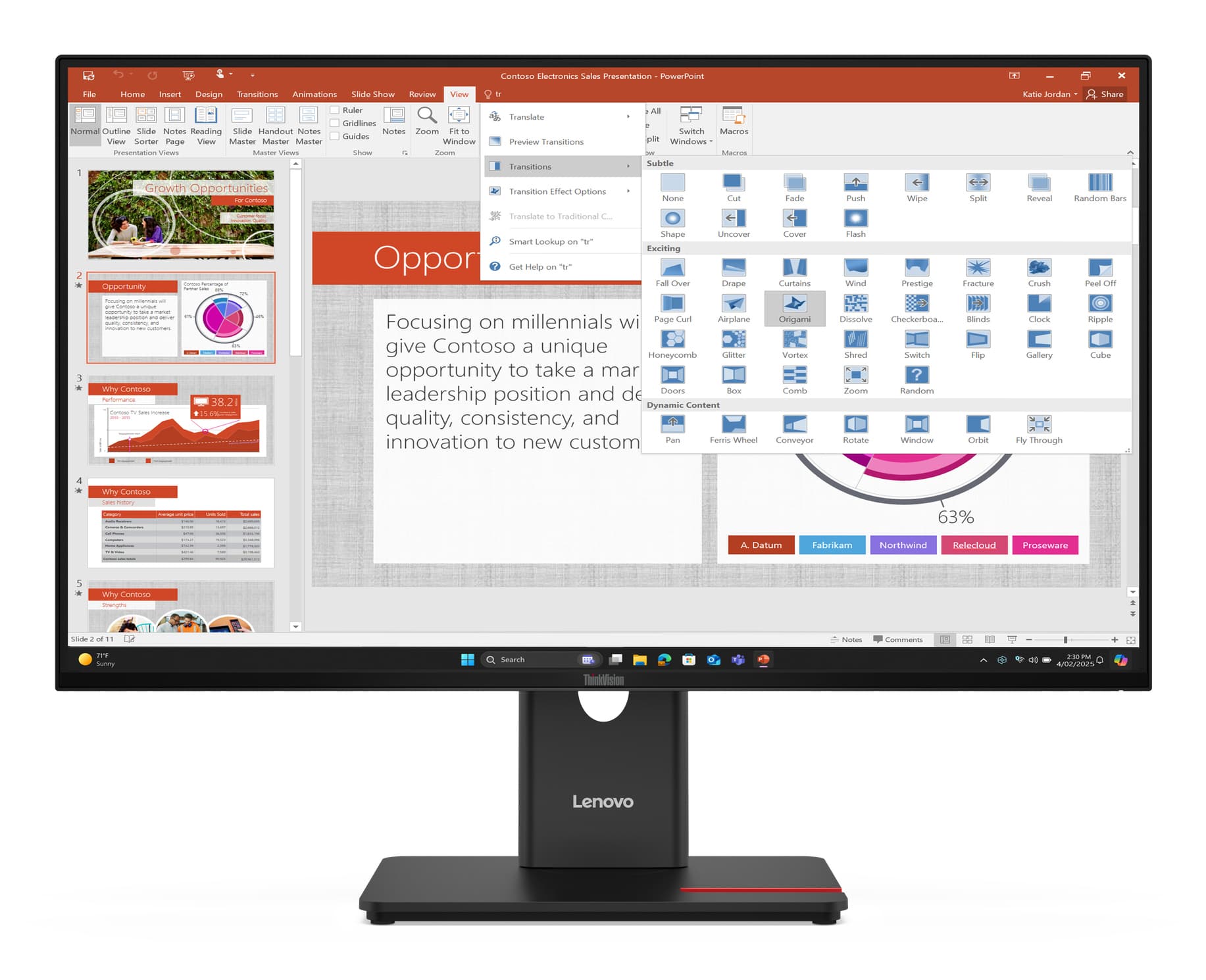 ThinkVision T27-40 - Écran LED IPS Full HD 27" - 1920x1080 - 120Hz - Pivot / HAS / USB-C — photo 2 sur 13