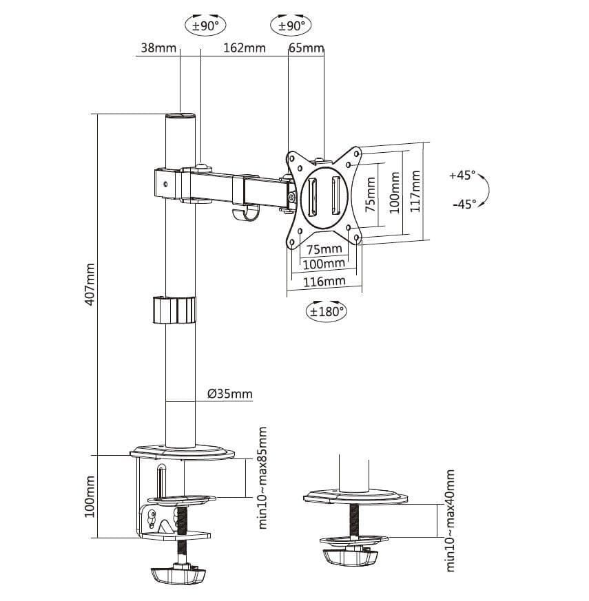 Support d'écran 17"-32" à mouvement complet — photo 8 sur 9