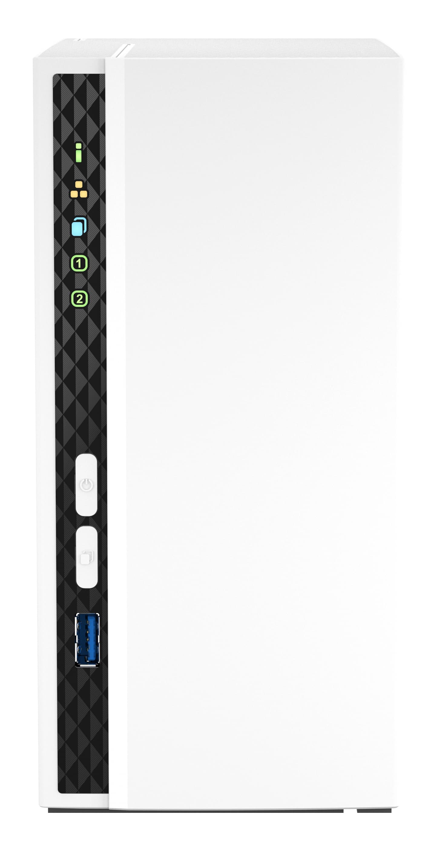 ARM 4-core Cortex-A55 NAS Mini Tower - 2x 3.5 Inch Bays - 2GB RAM - 4GB Flash - White