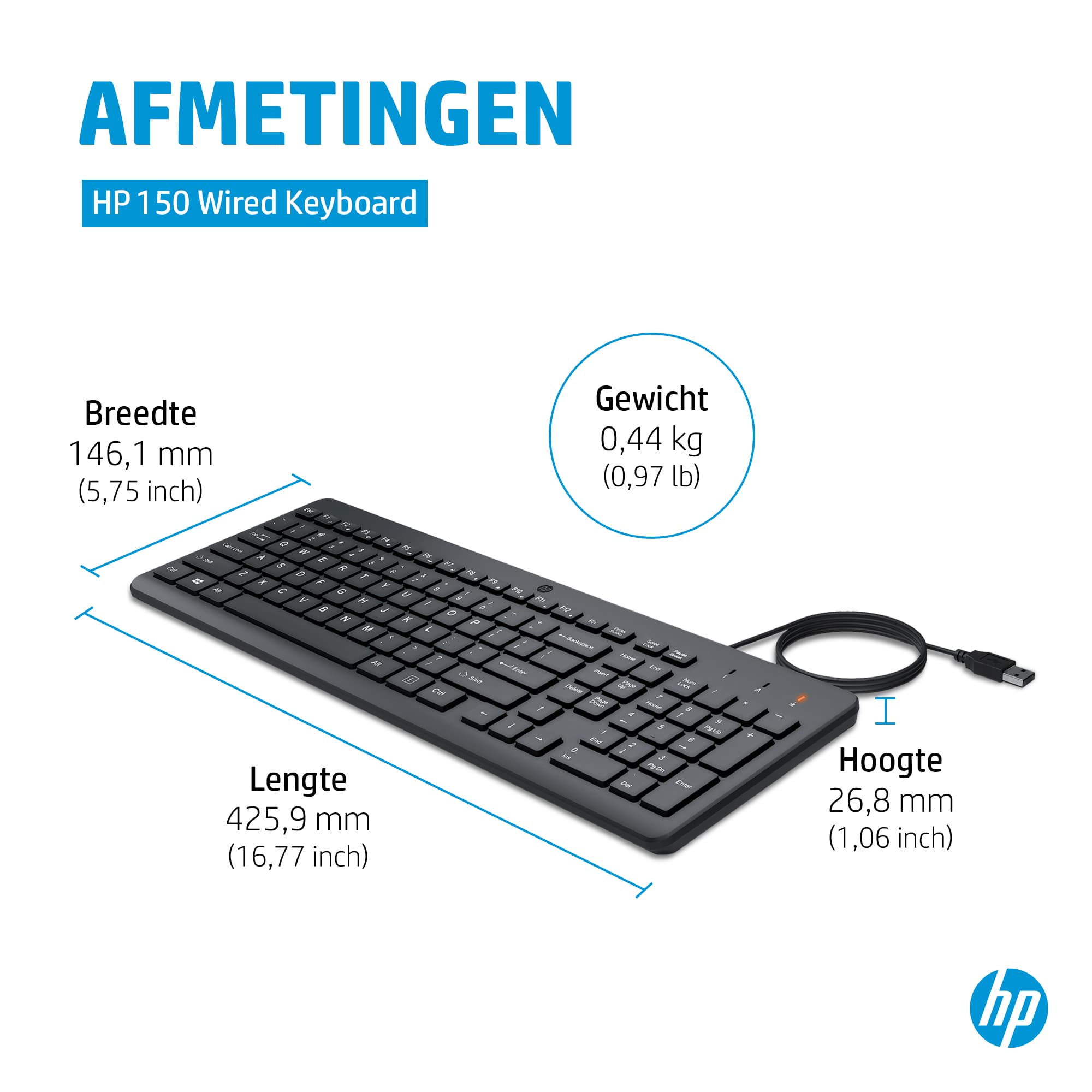 150 Wired Keyboard (664R5AA) - QWERTY — foto 4 van 6