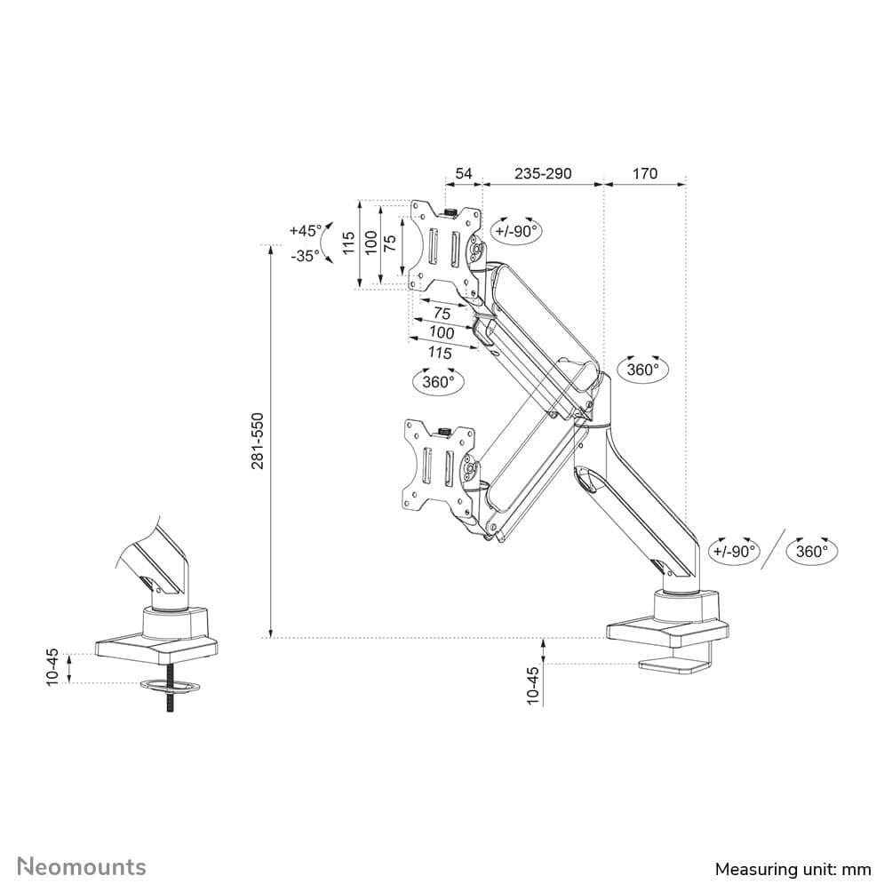 Support d'écran Neomounts DS70-450BL1 — photo 20 sur 20