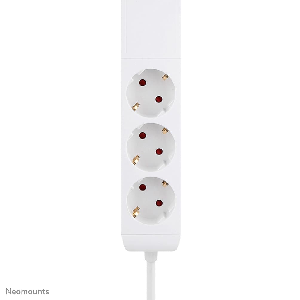 Prise de bureau VOLT avec bride - 2 x USB-C (20W) - 1x USB-A (18W) - 3 x 230V. - Type de fiche F - 3680 Watts- 1,4 m Câble - Blanc — photo 9 sur 16