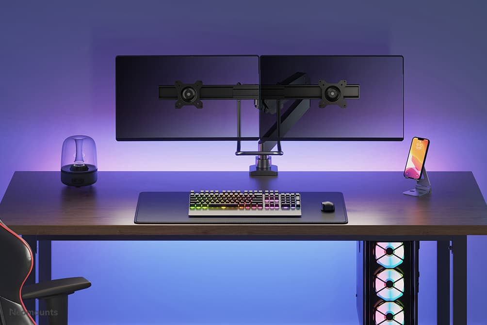 Dual Crossbar Monitor Arm - 10-32inch - 1-8 kg/screen - Gas Spring - 180 Degrees - Stop Mechanism - Topfix - Black — photo 15 of 18