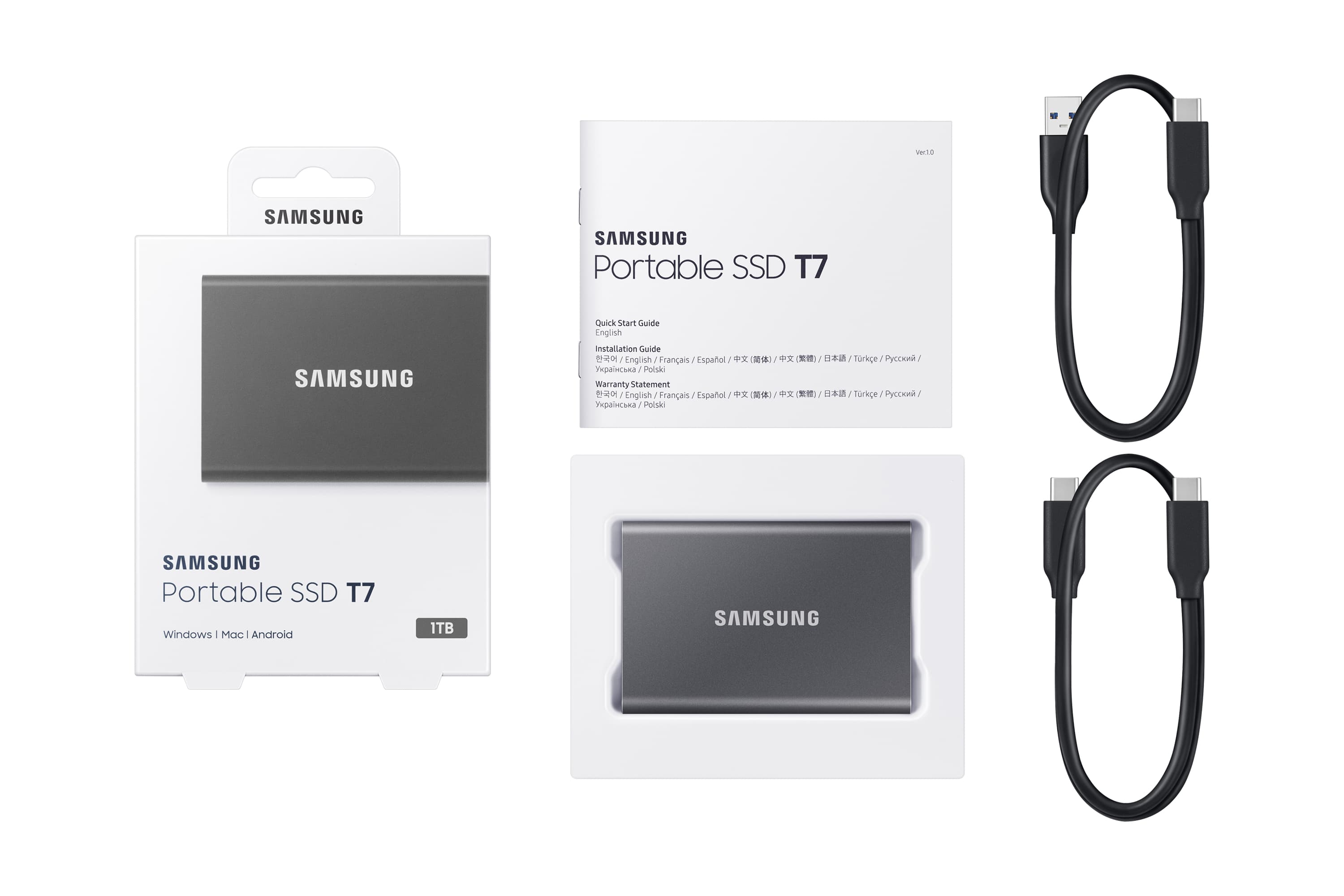 Samsung Portable SSD T7 USB 3.2 Gen 2 1TB - Gray — photo 12 of 12