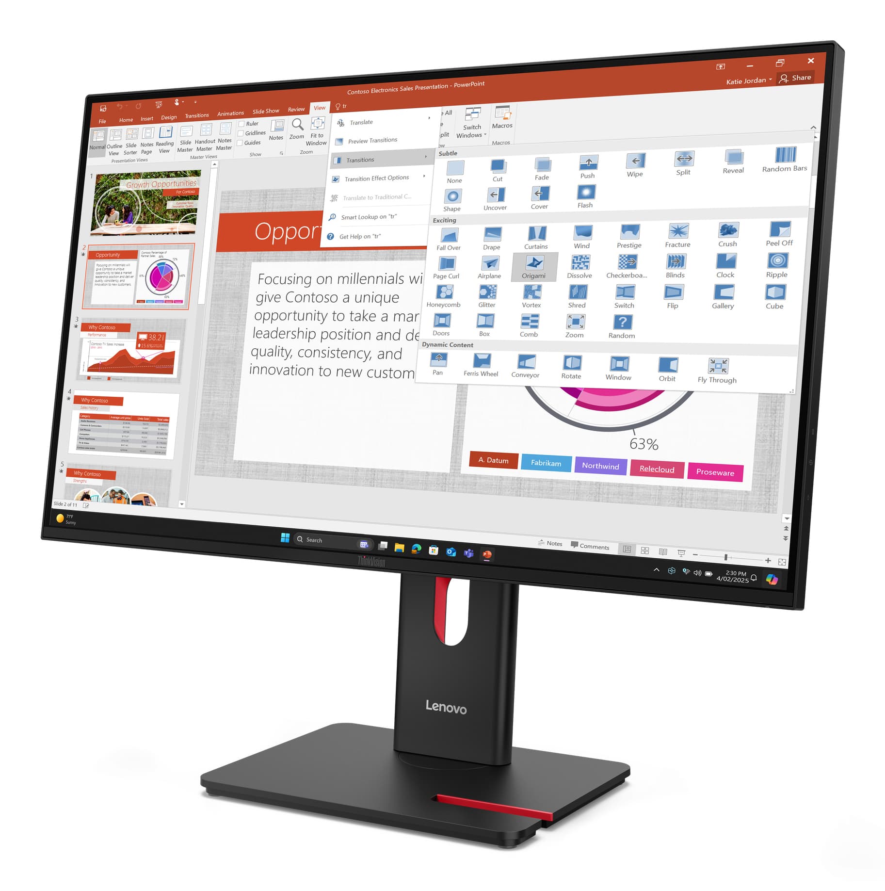 ThinkVision T27-40 - Écran LED IPS Full HD 27" - 1920x1080 - 120Hz - Pivot / HAS / USB-C — photo 4 sur 13