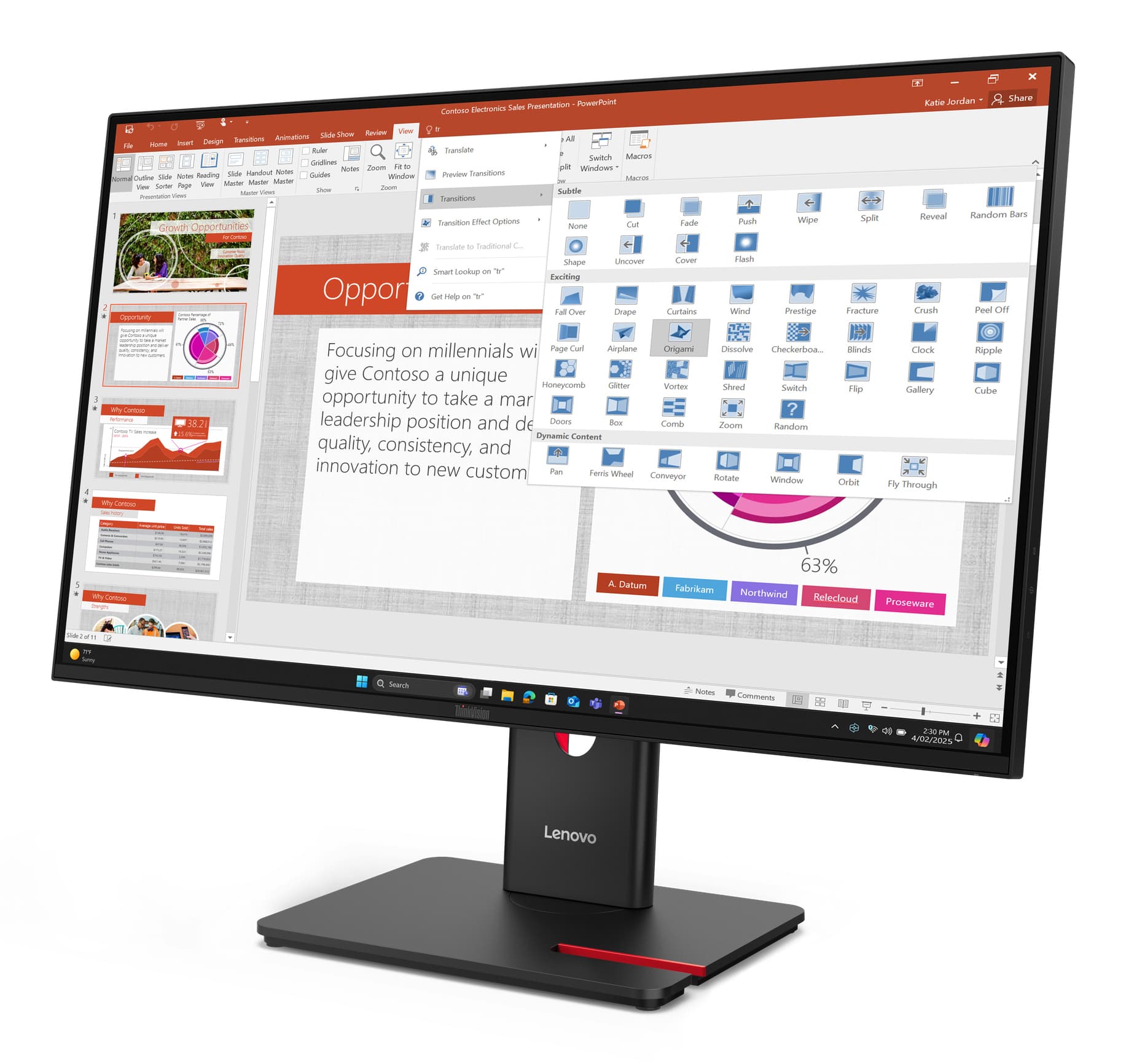 ThinkVision T27-40 - Écran LED IPS Full HD 27" - 1920x1080 - 120Hz - Pivot / HAS / USB-C — photo 3 sur 13
