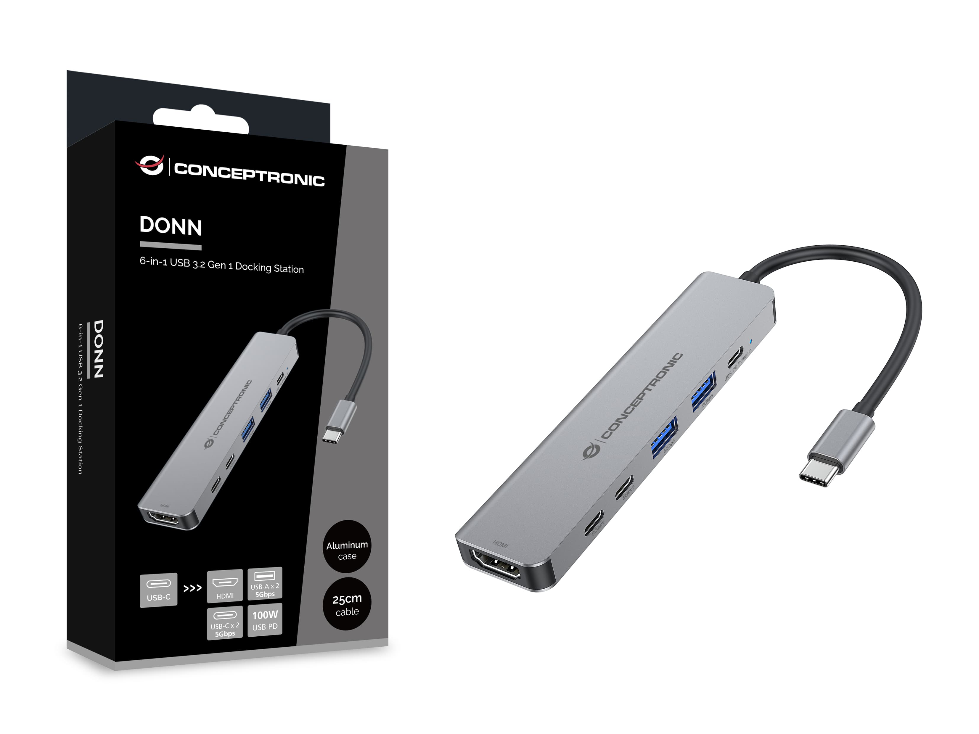 6-in-1 Docking Station USB 3.2 Gen 1 - HDMI - USB-A 5Gbps x 2 - USB-C 5Gbps x 2 - 100W USB PD — photo 7 of 8