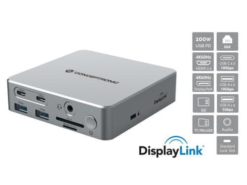 Stazione di docking USB 3.2 Gen 2 DisplayLink 15 in 1