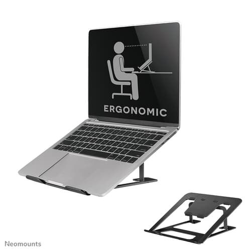 Laptop-Stand - 10-17 Zoll - Max 5 kg - 6 Höhenpositionen - Faltbar - Kompakt - Ultra-slim - Universal - Schwarz