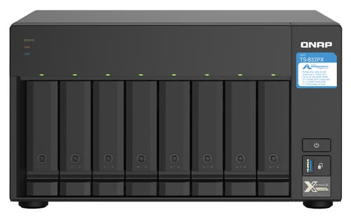 TS-832PX NAS Tower - Ethernet LAN - AL324 - Aluminium - Black
