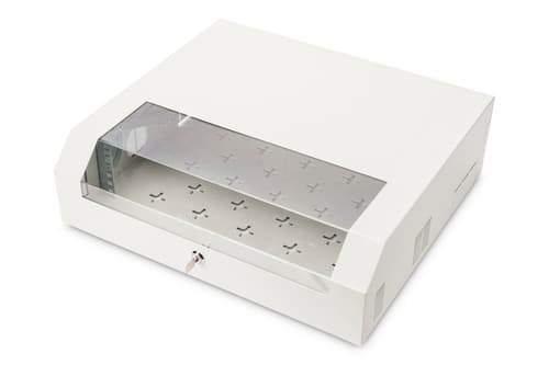 Szafka montażu na ścianę - SOHO - Cienka - 145x525x475 mm 3U obrotowa - 2U stała - Srebrny
