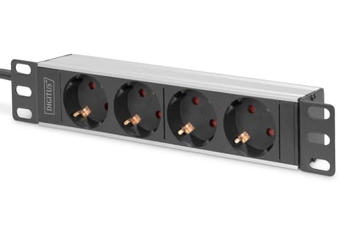 PDU aluminium 1U - Montage rack 10 pouces - 4 prises de sécurité - 16A - 4000W - 250VCA 50/60Hz