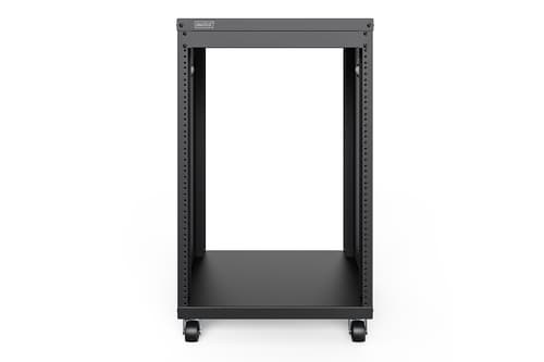 Rack AVS 16U - 780 x 507 x 460 mm otwory montażowe gwintowane - koła - Czarny