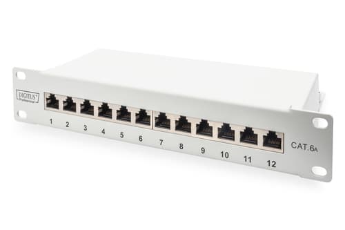 DIGITUS CAT6A Patch Panel 12-Port Shielded 1U