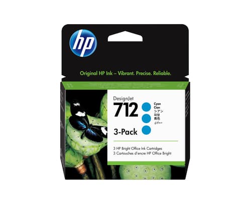 712 29ml Cyan DesignJet Ink Cartridge 3-Pack (3ED77A)